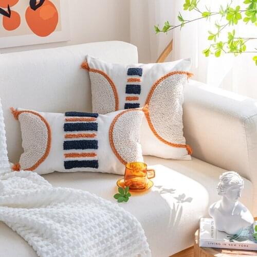 Indian Style Embroider Dot Tufted Cushion Cover 45x45cm/30x50cm Pillow Cover Home Decoration Pillowcase For Car Sofa Bed