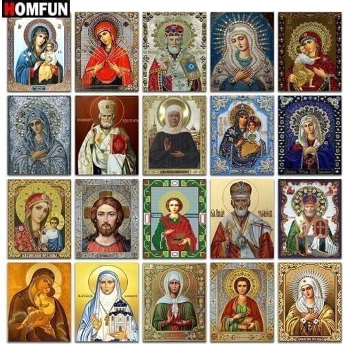 HOMFUN Full Square/Round Drill 5D DIY Diamond Painting "Religious Icon" 3D Embroidery Cross Stitch 5D Home Decor Gift BK
