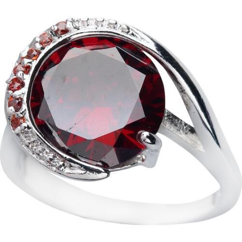 Unique Red Garnet 12*12mm Semi-precious Stone Silver cool for women Ring Q1112