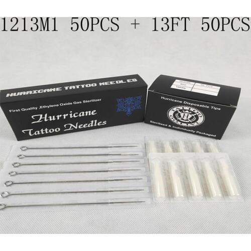 Tattoo Tips and Needles (13M1+13FT) 50pcs Disposable Tattoo Needles and 50pcs Disposable Tattoo White Tips
