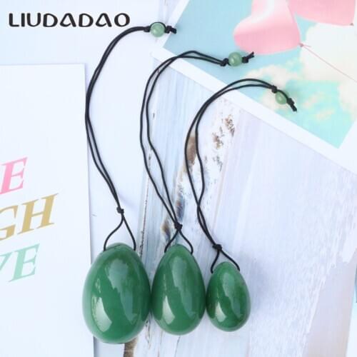 LIUDADAO Green Aventurine Stone Large Small Yoni Eggs Ball Crystal Massager Eggs Kegel Ball Exercise Pelvic Floor Muscle Health