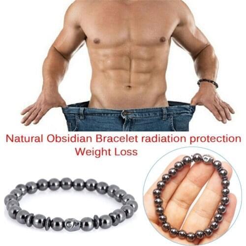 Magnet Weight Loss Skull Black Stone Magnetic Therapy Bracelet Hand Ornament Men Women Health Care Biomagnetism