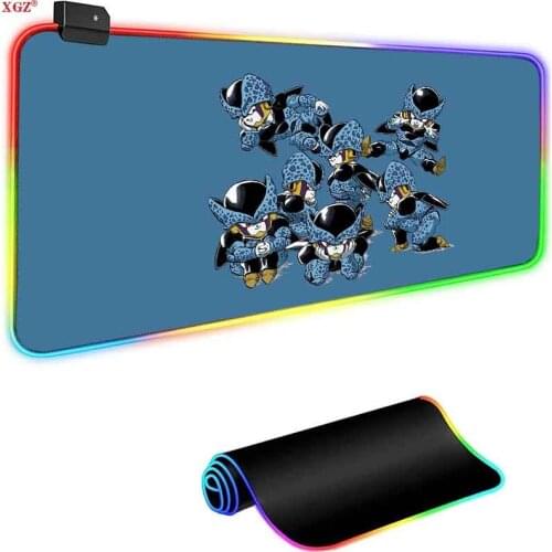 XGZ Cute Cartoon Computer Keyboard and Mouse Pad Lights, Computer RGB Backlit Large Non-slip Rubber Mouse Pad XXL, LED Mouse Pad