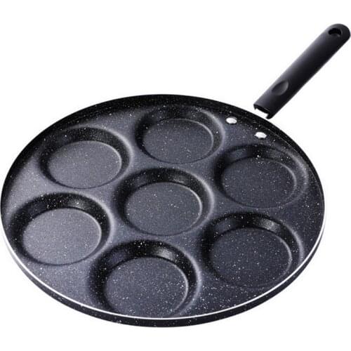 Multifunctional Household Black Seven-hole Nonstick Pan Practical Omelette Pancakes Egg Dumpling Hamburg Mould Pancake Pan