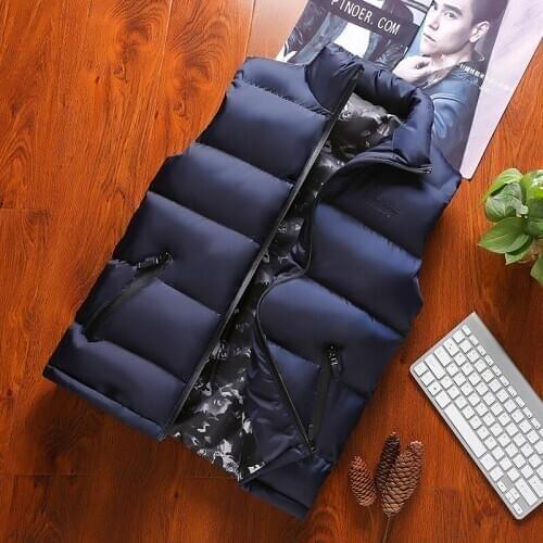 Mens Jacket Sleeveless Vest Winter Fashion Casual Cotton-Padded Mens Vest Men Waistcoat Big Size L-8XL（130KG）Warm Thick Vest