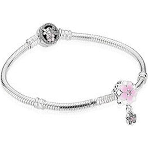 GChic Summer Peach Blossom Bracelet Set for Original Beads Women DIY Flower Charms Bracelet Jewelry Making Gifts