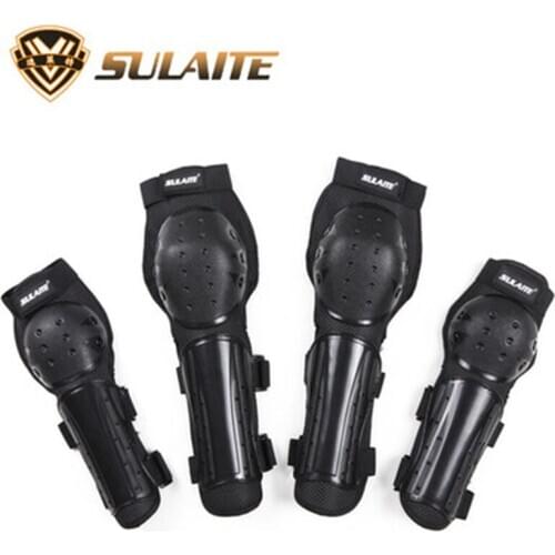 Sulaite 4pc Motorcycle knee elbow pads Motocross knee protectors Shin Guards protective Gears for skiing skating racing riding