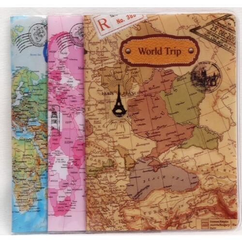 PVC World Trip Map Travel Passport Covers for women Men ID Card Bag Passport holder Passport Wallets
