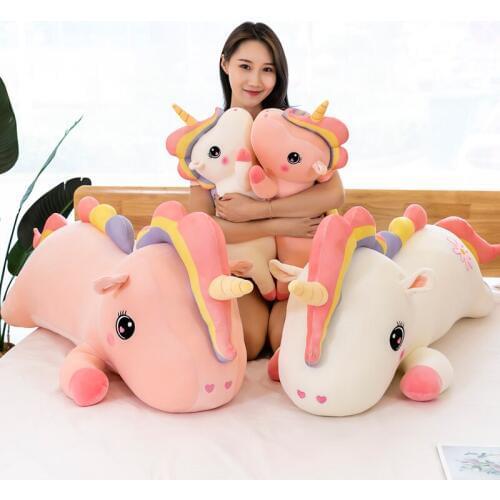 Cushions Pillow For Sofa Colorful Pegasus Pillow Angel Unicorn Plush Toys Dolls For Kids Birthday Gift Valentines Day Gifts
