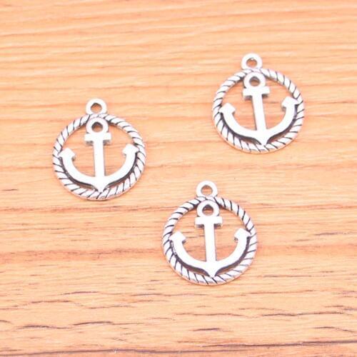 30pcs Charms circle anchor,Antique Making pendant fit,Vintage Tibetan Silver,jewelry DIY bracelet necklace 15mm