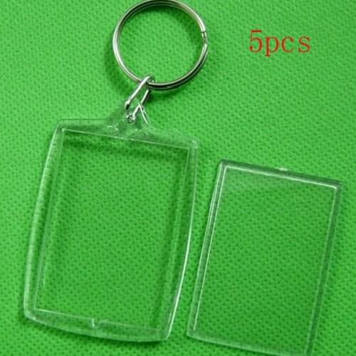 5pcs/Lot Blank Acrylic Insert Photo Picture Frame Keyring Keychain DIY Split Ring Key Chain Gift Rectangle Transparent