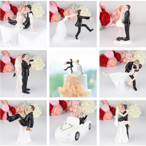 Romantic Groom Bride Resin Figurine Cake Topper Wedding Decoration Bridal Shower Bride To Be Bachelorette Party DIY Decor Gifts