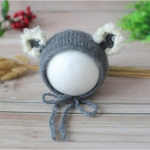 Grey Newborn Cute Koala Bonnet Christmas Baby Santa Claus hat Outfit Infant Animal bonnet photography props