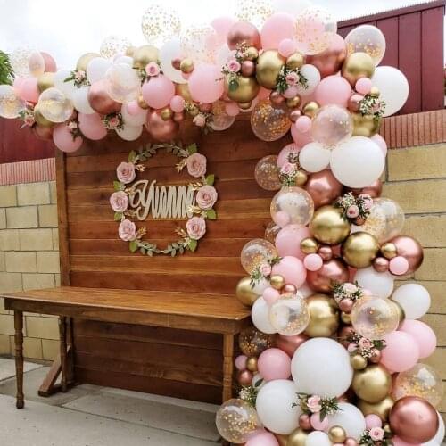 1set White Gold Balloon Garland Arch Kit Gold Dot Chrome Metallic Latex BallonWedding Birthday Party Decor baby Shower Globos