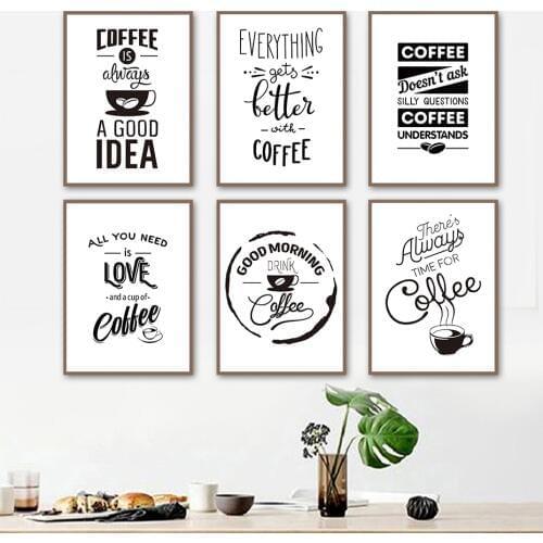Special Coffee Life Draw&Quote Wall Art Black&White Painting Canvas Pictures Vintage Poster Nordic Prints Living Room Home Decor
