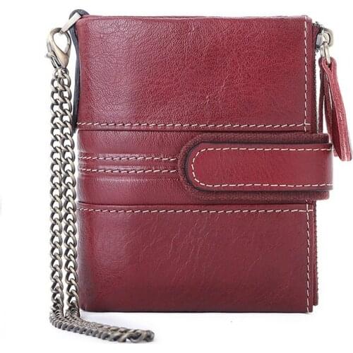 Ladies wallet short Korean fashion buckle clutch bag girl coin bag cowhide multi-function card package