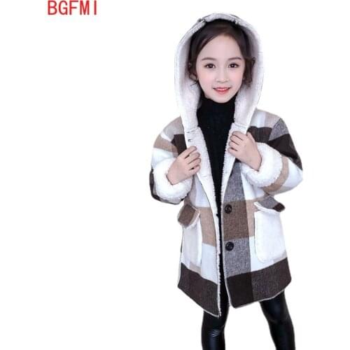2020 Winter Teenage Girls Long Jackets Toddler Kids Outerwear Clothes Casual Baby Thicken Warm Woolen Trench Coat Teen Outfits