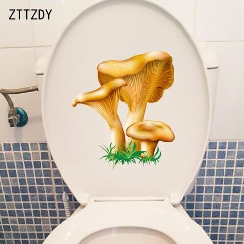 ZTTZDY 21.4×24.8CM Mushroom Creative Cartoon Plants Kids Bedroom Wall Stickers Funny WC Toilet Decor T6-0130