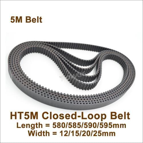 POWGE 580/585/590/595 5M Synchronous Belt Teeth=116/117/118/119 W=15/20/25mm Closed-Loop HTD 5M Timing Belt Pulley 585-5M 595-5