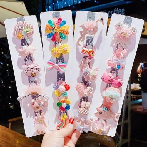 1Set New Cute Girls Elastic Floral Hair Ring Cartoon Pink Hair Accessories Para Lovely Children Korean Headwear for Kids