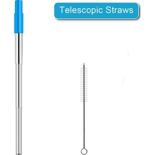 100pcs/Lot Reusable Drinking Straw Stainless Portable Straight Metal Straw Telescopic Drinking Tool Party Bar Accessory