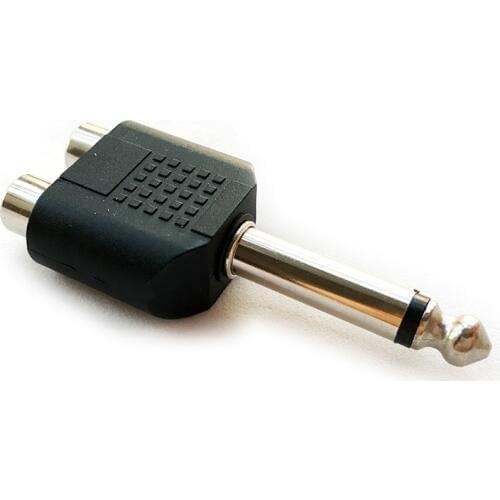 6.35mm (1/4 Inch) Mono Male Plug Jack to 2 RCA Female Sokect Jack Splitter Audio AV Vedio Adaptor