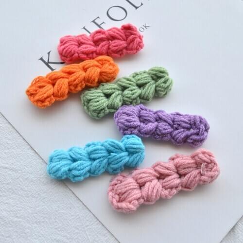 6.5X2cm 10Pcs Korean Handmade Wool Crocheted Peach Heart Hairpin Stickers Semi-Finished Hair Headwear Diy Jewelry Accessories