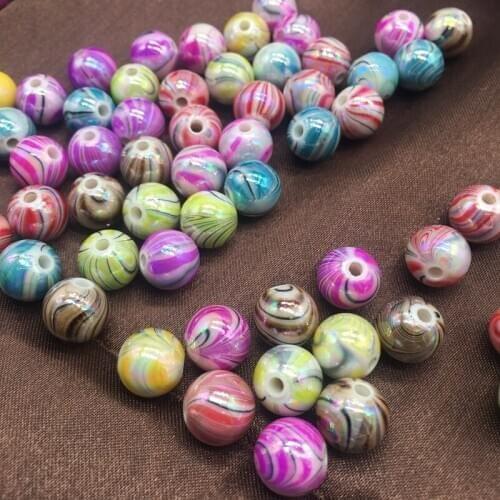 10mm Acrylic water ripple AB colorful Spacer beads for Jewelry making Hairdress leather ring Necklace accessories