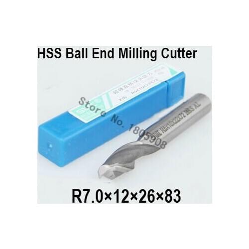 Free shipping 5PCS R7.0 high speed steel ball end milling cutter, straight shank white steel cutter, R alloy milling cutter