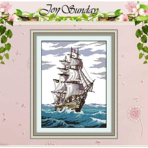 Free Shipping New Needlework Cross stitch,Sets For Embroidery,11CT Printed 14CT Plain Sailing Pattern Counted Cross Stitch Kits