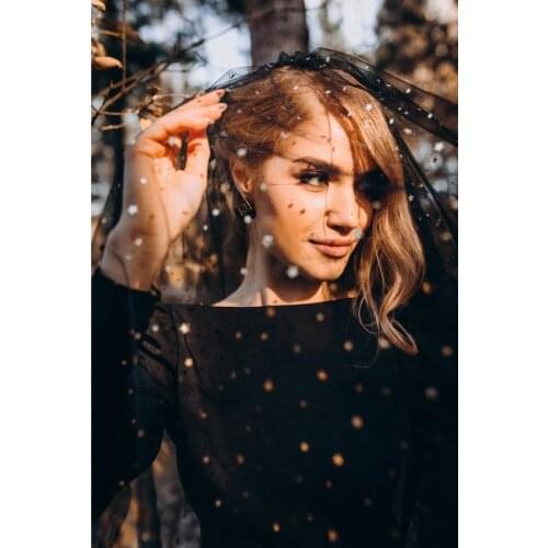 2 T Black Ivory Bridal Veils With Comb Gold Stars Moon Sequins Tulle Wedding Veils Sparkly Cathedral Long Veils for Brides