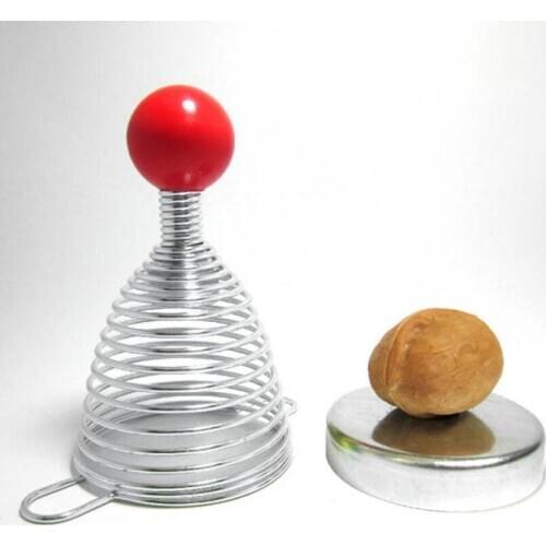 Hot New Professional Walnut Open Tools Nut Cracker Stainless Steel Spiral Spring Metal Nutcracker FBE3