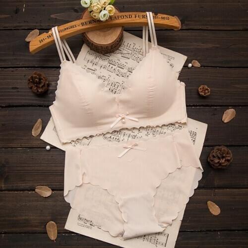 Underwear no steel ring and no trace bra thin section girl small bra sexy ladies underwear set 12-16Y Youth Breast Bra set