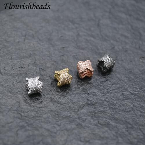 7x7mm Unique Design High Quality Multi Colors Paved Zircon Round Tube Metal Beads Luxury DIY Fashion Jewelry Findings 20pc/lot