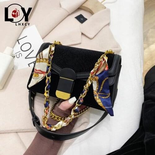 LHXCY Crocodile Pattern Shoulder Messenger Bag High Quality Clamshell Chain Purses And Handbags New Vintage Luxury Designer Bag