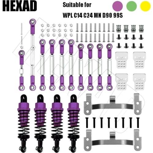 WPL C14 C24 MN D90 MN99s RC Car Metal Steering Link Rod Pull Rod Mount Seat Shock Absorber Set Upgrade Accessories Spare Parts