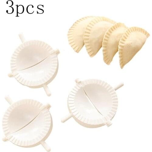 Dough Press Empanada Kitchen Cooking Pastry Dumpling Molds Maker Jiaozi Home Mould for dumplings 3 Size 3 pcs Pie White Plastic