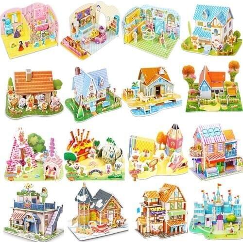 Attractive Cartoon New Castle Zoo Botanical Garden Princess House 3D Paper Model Learning Educational Toys for Children Kid Gift