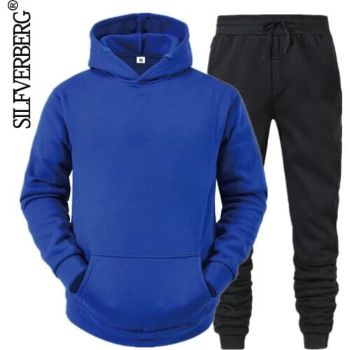 Men Solid Hoodie Sets Tops +Pants Two-Piece Tracksuit Fashion Sportswear Suits Male Casual Sets Autumn New Mens Outfit Hoodies