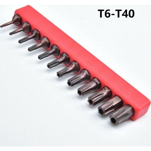 12pcs S2 Steel T6-T40 Magnetic Bit Set 25mm Screwdriver Torx Star Hex Bit