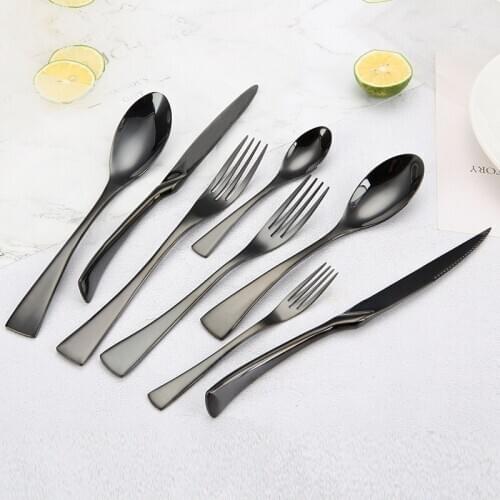 Stainless Steel Black Cutlery Set Dinnerware Tableware Flatware Silverware Sets Dinner Knife Dessert Fork Coffee Spoon