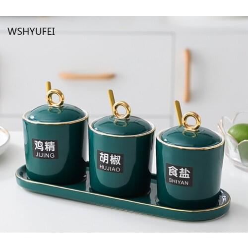 Creative Light Luxury Ceramic Sealed With lid Storage Seasoning jar Pepper dried Fruit snack Container Bottle Kitchen supplies