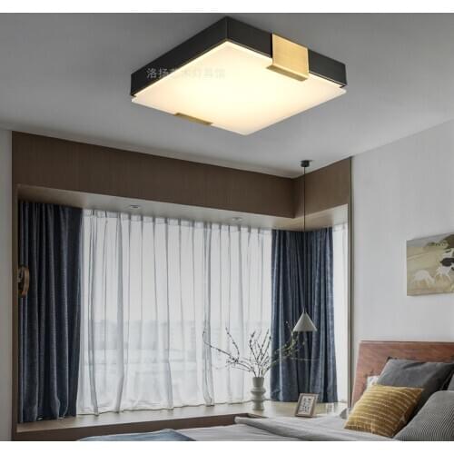 New Chinese style light luxury all-copper living room glass ceiling lamp simple bedroom study entrance entrance ceiling lamp