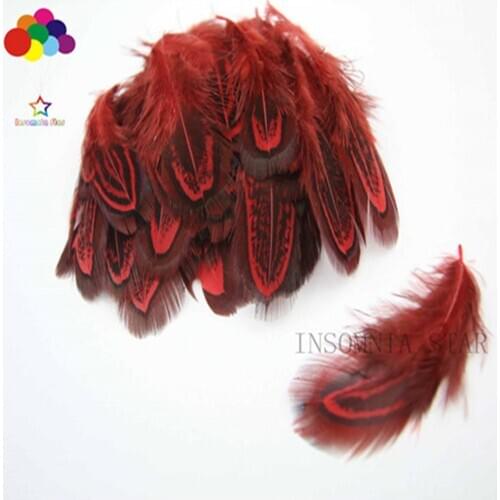 Wholesale 5-10CM (2-4 inches) Pheasant Feather Dyed Big Red 100PCS DIY Craft Headdress Earrings Accessories Feather