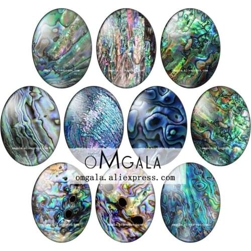 Imitation Seashell abalone Paua Texture Patterns 13x18mm/18x25mm/30x40mm Oval photo glass cabochon flat back Making findings