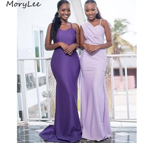 Mermaid Bridesmaid Dresses Floor Length Silk Satin Bridesmaid DressesBack Wedding Party Bridemaid Dresses With Zipper Back