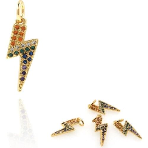 18K Copper-Plated Real Gold Zircon Inset Lightning Pendant Lightning Pendant DIY Accessories Simple Color Preservation