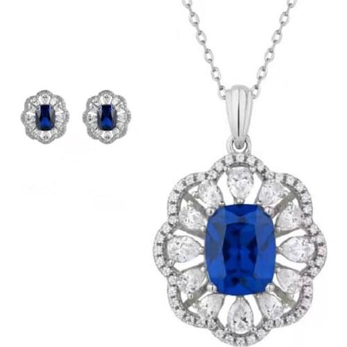 Simple Classic Fashion Set Of Red , Yellow And Blue Crystal Mothers Day Gift Jewelry Earrings Necklace Two Sets