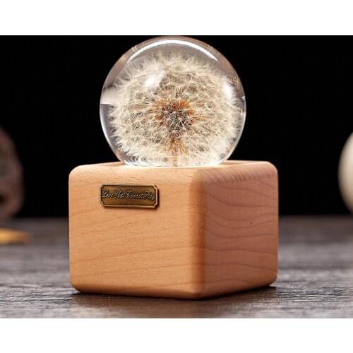Transparent Glass Small Wood Music Box Clockwork Decorative Boxes Crystal Snowball Unique Gifts Caja Musical Mom Gift EH50MB