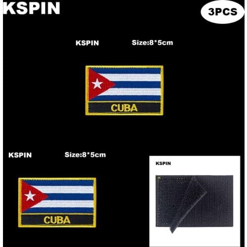 Rectangle National Flag Patch Hook Loop Cuba Badges Armband 3D Stick on Jacket Backpack Stickers